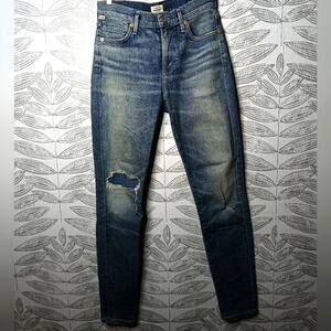 Citizens of Humanity Jeans Blue Denim Distressed Knee Vintage Wash